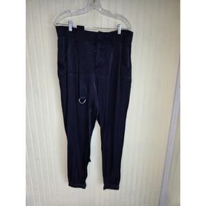 Gap Pants Womens 14 Tall Navy Jogger Belted Cuffed Relaxed Viscose Pockets
